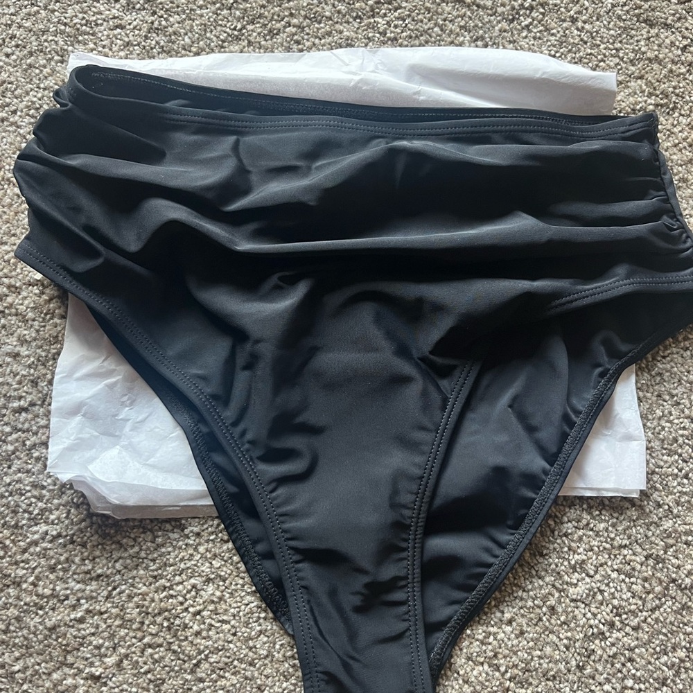 Black Women's Swim Bottom. Fuller coverage. Brand new. Size Large